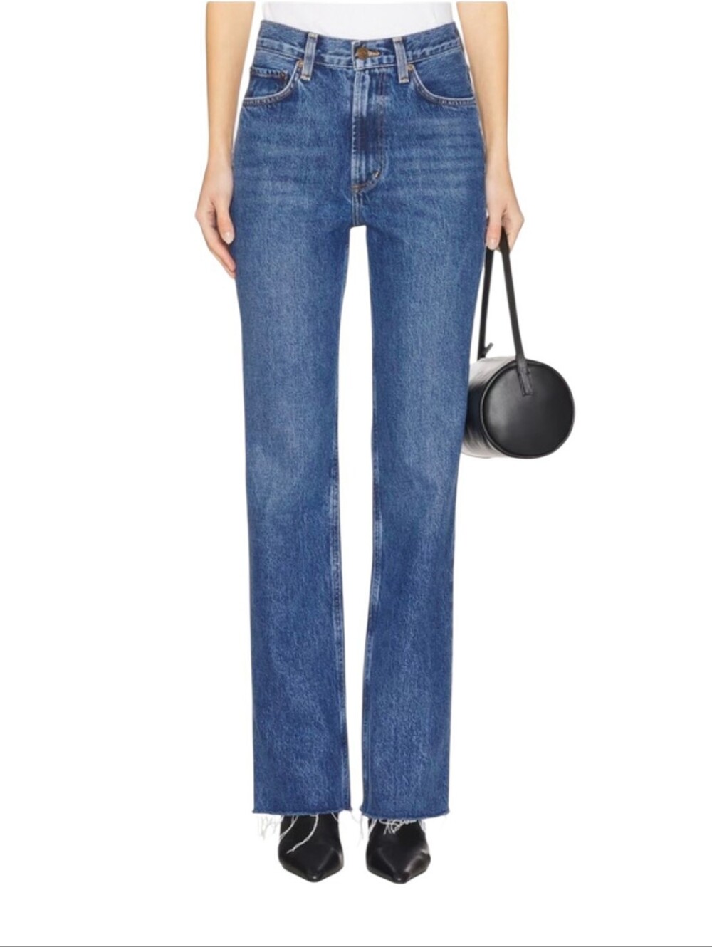 AGOLDE Leena High-Rise Straight Wide Leg Jeans Medium Wash 27